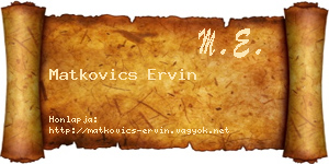 Matkovics Ervin névjegykártya