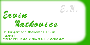 ervin matkovics business card